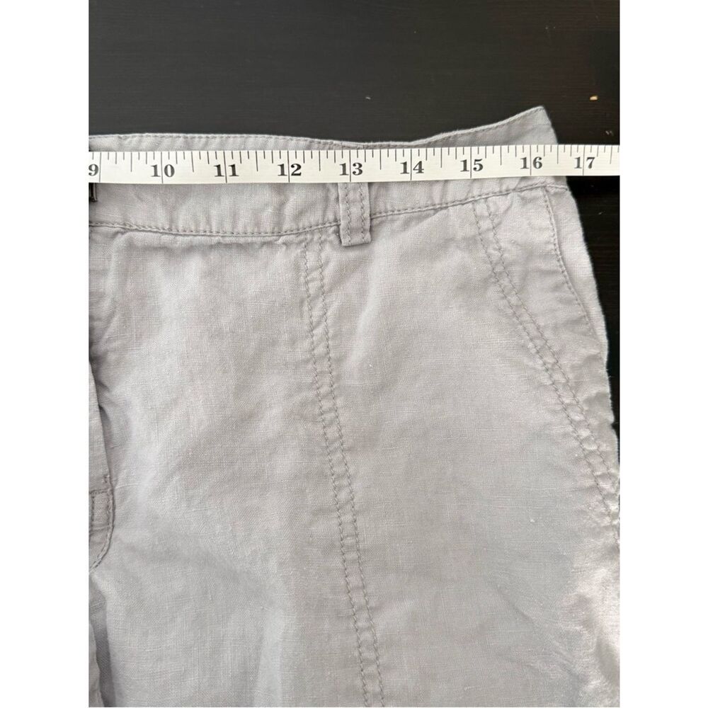 Eileen Fisher Cargo Cropped Pants Womens Sz 8 Gray Organic Linen Casual Beach - Picture 9 of 11